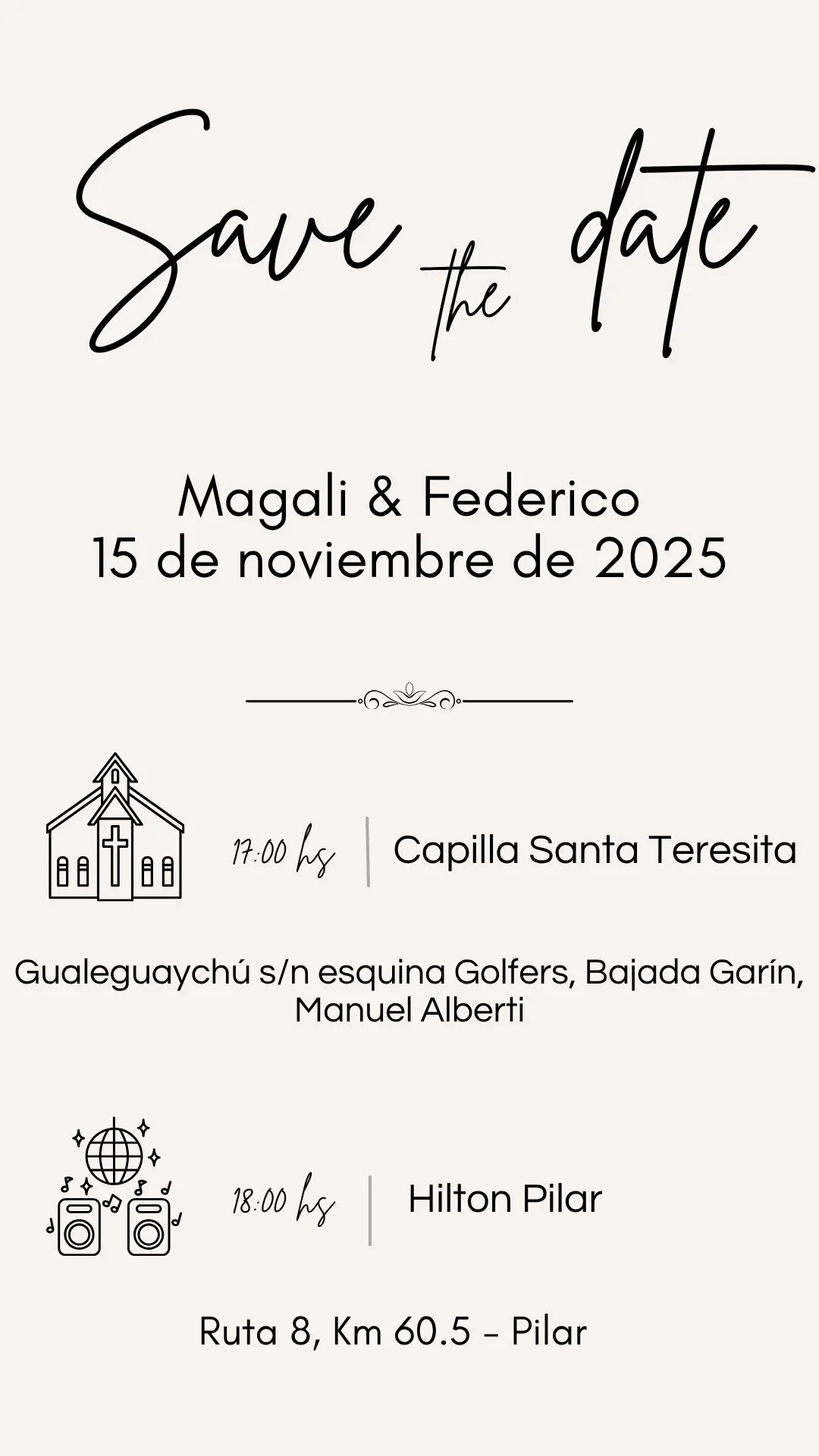 Ejemplo de invitación Save the Date 3